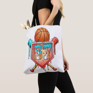 Baseball Basketball Jersey Number 67 Drip Sports Tote Bag