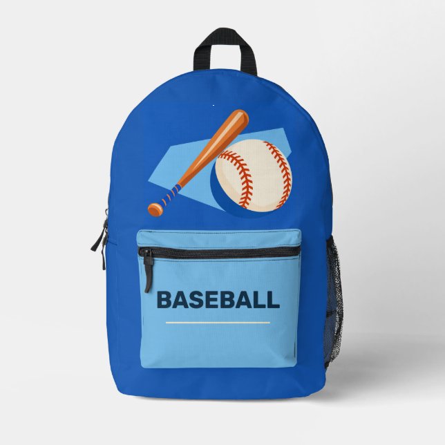 Baseball Bat and Ball Royal Blue Backpack (Front)