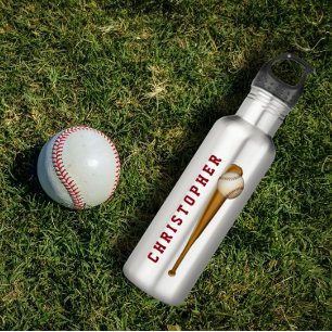 Baseball Bat Ball Personalised Name or Monogram 710 Ml Water Bottle