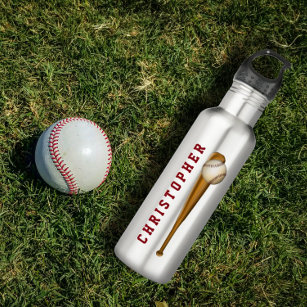 Baseball Bat Ball Personalised Name or Monogram 710 Ml Water Bottle
