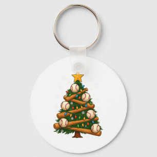 Baseball Bat Christmas Tree Lights Holiday Design  Key Ring