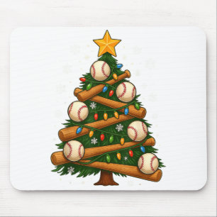 Baseball Bat Christmas Tree Lights Holiday Design  Mouse Mat