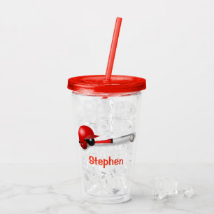 Baseball Bat Red Personalised Acrylic Tumbler