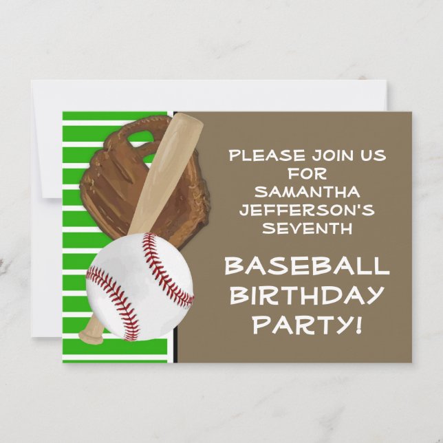 Baseball Bat Sports Boys Birthday Party Theme Invitation (Front)