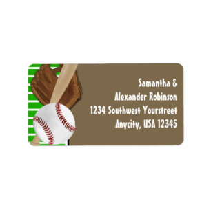 Baseball Bat Sports Boys Birthday Party Theme Label
