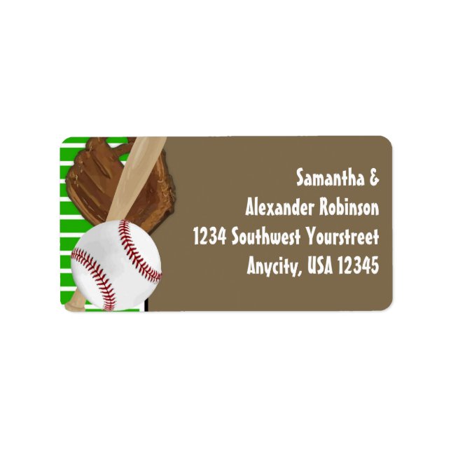 Baseball Bat Sports Boys Birthday Party Theme Label (Front)