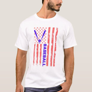 Baseball Bat USA Flag Sports Lover Men Women Kids T-Shirt