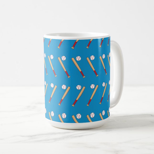 Baseball Bat with Ball Pattern Coffee Mug (Front Right)