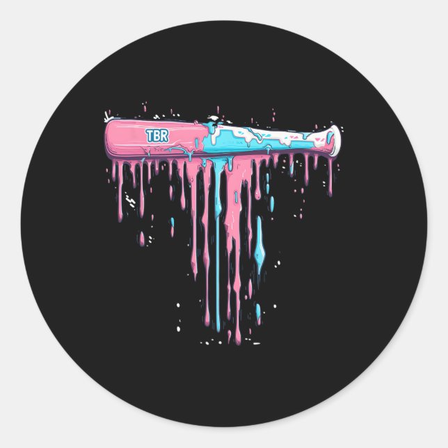 Baseball Bat With Sprinkles Drip For Baseball Play Classic Round Sticker (Front)