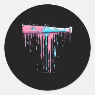 Baseball Bat With Sprinkles Drip For Baseball Play Classic Round Sticker