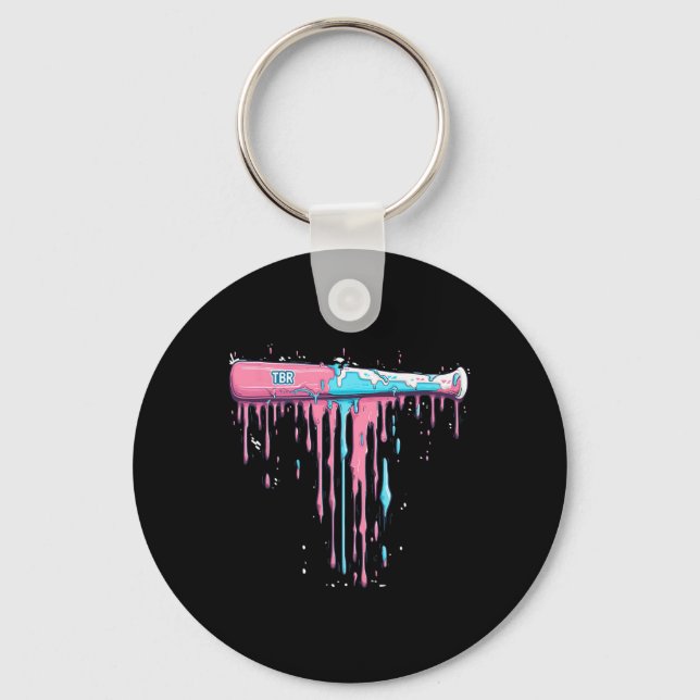 Baseball Bat With Sprinkles Drip For Baseball Play Key Ring (Front)