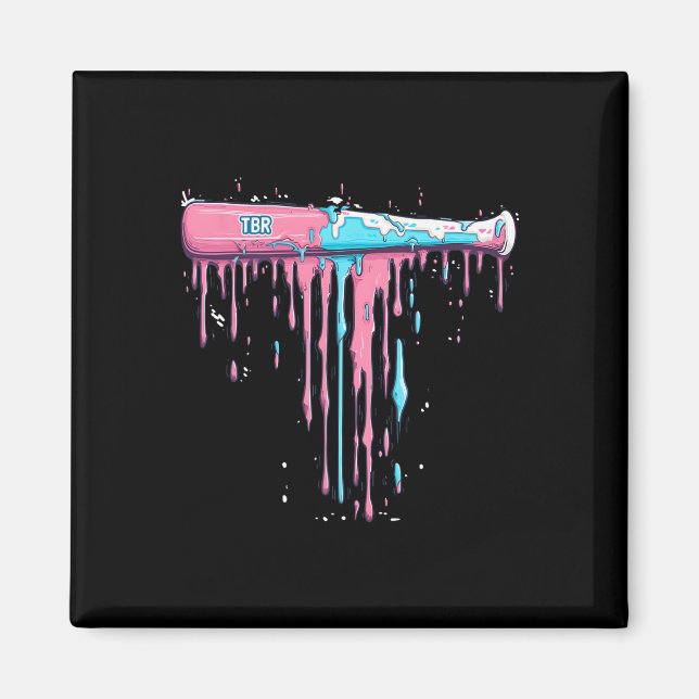 Baseball Bat With Sprinkles Drip For Baseball Play Magnet (Front)