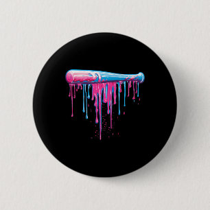 Baseball Bat With Sprinkles Drip For Men Boys  6 Cm Round Badge