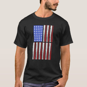 Baseball Bata USA Patriotic American Flag Player C T-Shirt