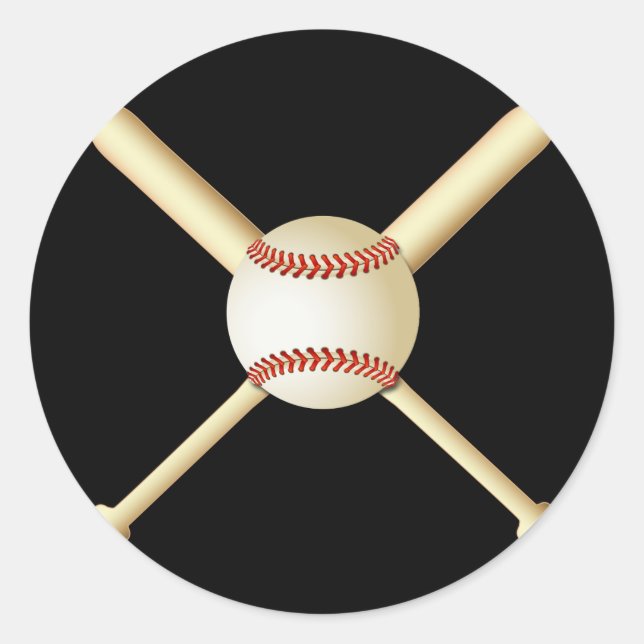 BASEBALL BATS AND BALL CLASSIC ROUND STICKER (Front)