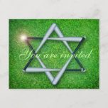 Baseball bats Bar/Bat Mitzvah invitation<br><div class="desc">Baseball-themed Bar/Bat Mitzvah invitation. "You are invited" on front cover. Baseball bats in the shape of the star of David,  on grass.</div>