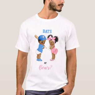 Baseball Bats Bows Babies Boy Girl Gender Reveal T-Shirt