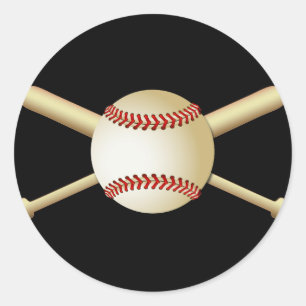 BASEBALL & BATS CLASSIC ROUND STICKER