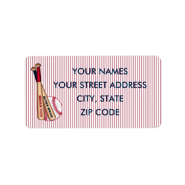 Baseball Bats Red Stripes Mailing Labels-HOWARD 01 Label (Front)
