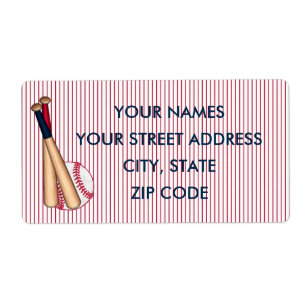 Baseball Bats Red Stripes Shipping Labels