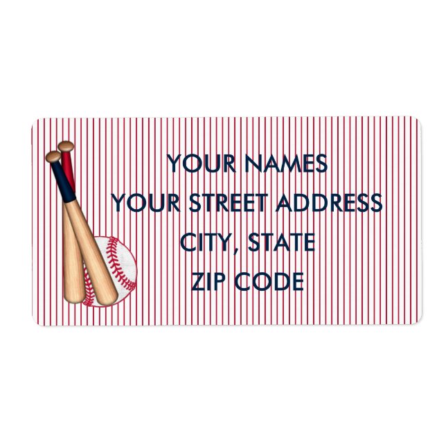Baseball Bats Red Stripes Shipping Labels (Front)
