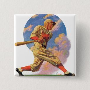 Baseball Batter 15 Cm Square Badge