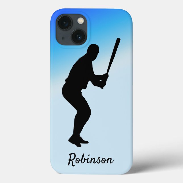 Baseball Batter Blue Sports Personalised Case-Mate iPhone Case (Back)