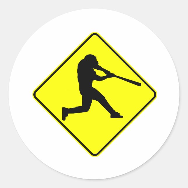 Baseball Batter Crossing Classic Round Sticker (Front)