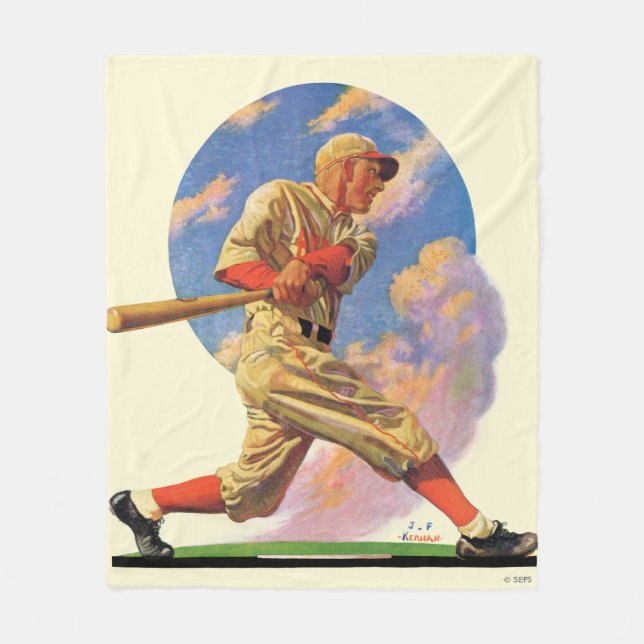 Baseball Batter Fleece Blanket (Front)