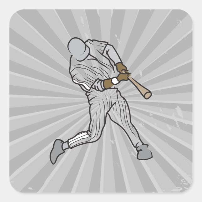 baseball batter graphic square sticker (Front)