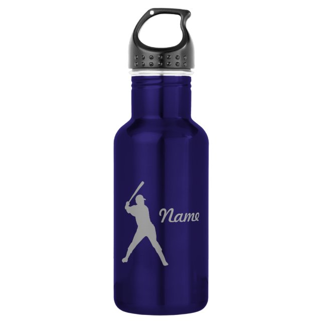 Baseball Batter Silhouette, Personalised Name 532 Ml Water Bottle (Front)
