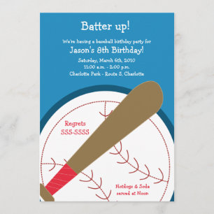 BASEBALL Batter Up Birthday Invitation
