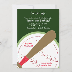 BASEBALL Batter Up Birthday Invitation