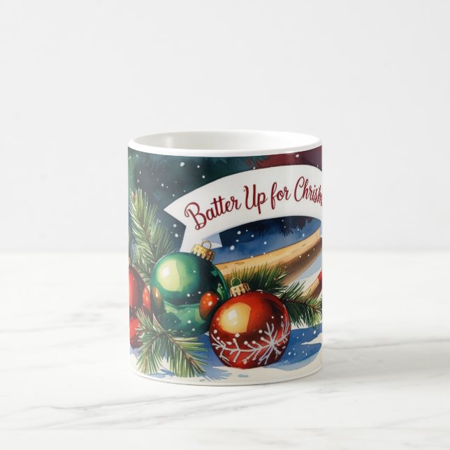 Baseball Batter Up for Christmas Coffee Mug (Center)