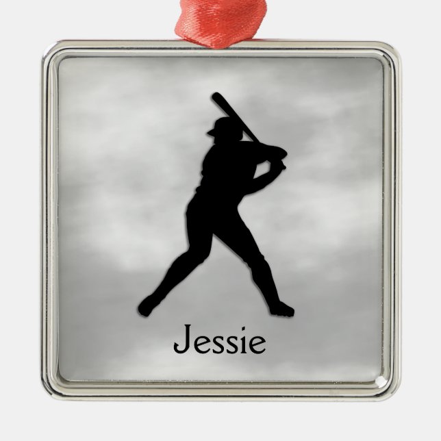 Baseball Batter Up Personalised Metal Tree Decoration (Front)