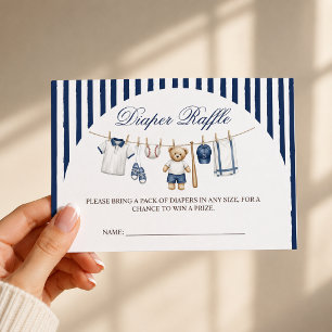 Baseball Bear Baby Shower Diaper Raffle Enclosure Card