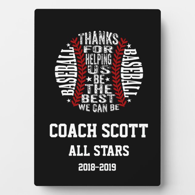 BASEBALL best COACH AWARD retirement Plaque (Front)