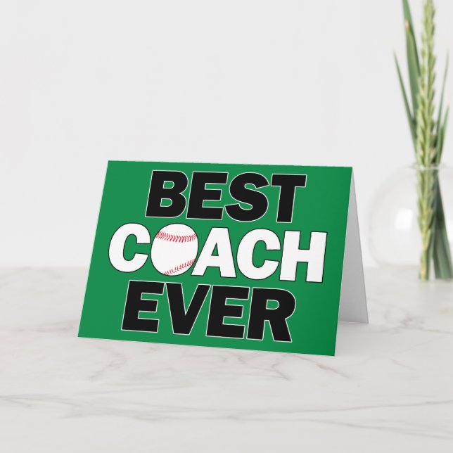 Baseball Best Coach Ever Little League Thank You Card (Front)