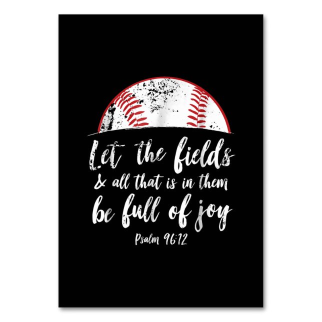 Baseball Bible Verse  Cute Christian Psalm 96 Table Number (Front)