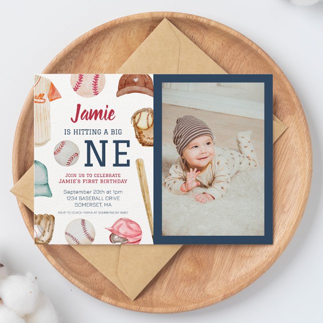 Baseball Big One Boy 1st Birthday  Invitation (Creator Uploaded)
