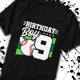 Baseball Birthday 9 Year Old Boy 9th Birthday T-Shirt