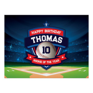 Baseball Birthday banner backdrop Poster