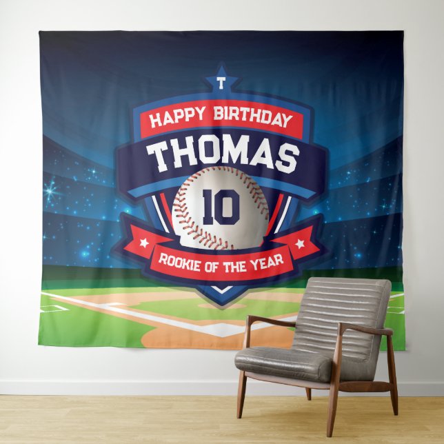 Baseball Birthday banner backdrop  Tapestry (In Situ (Horizontal))