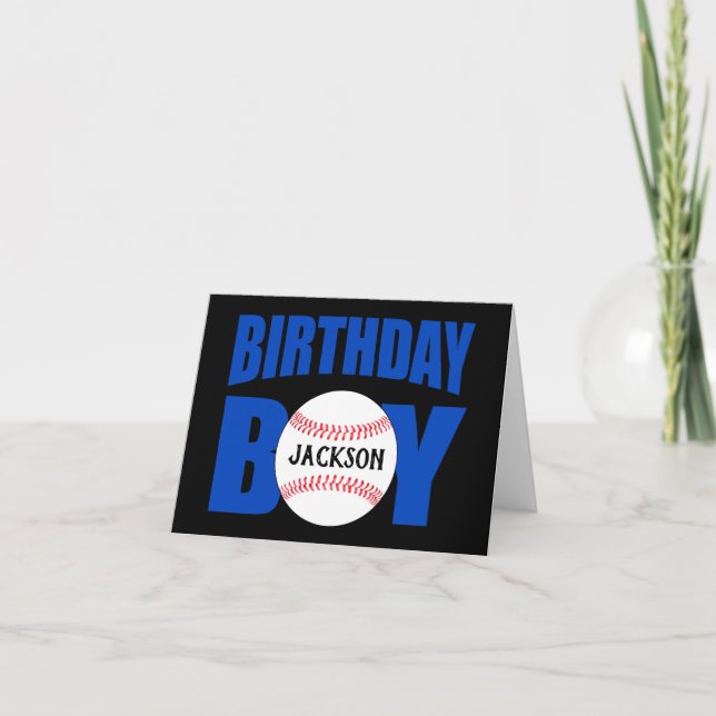 Baseball Birthday Boy Custom Baseball Player Name Card (Front)