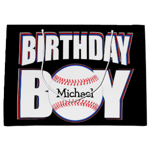Baseball Birthday Boy Custom Baseball Player Name Large Gift Bag