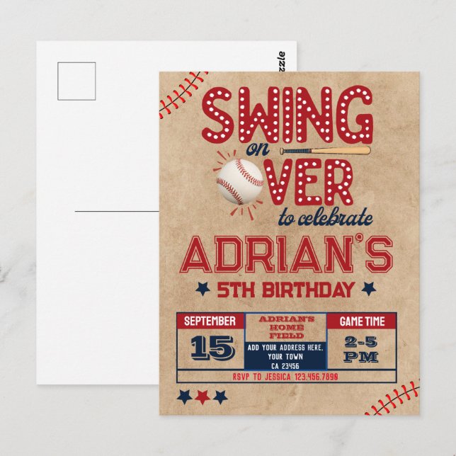 Baseball birthday boy postcard (Front/Back)
