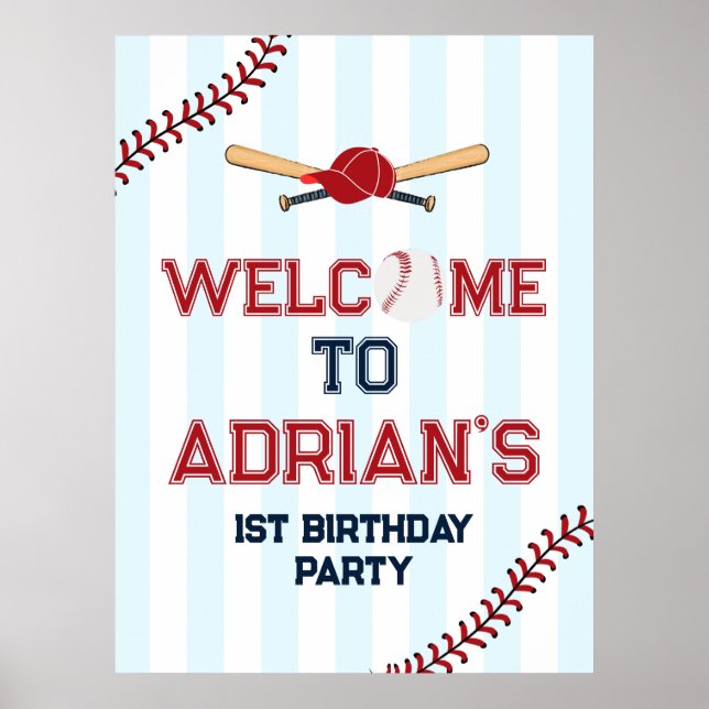 Baseball birthday boy poster (Front)