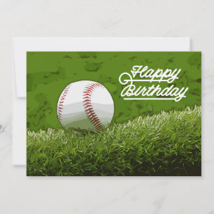 Baseball Birthday Card on green