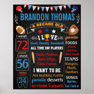 Baseball Birthday chalkboard sign