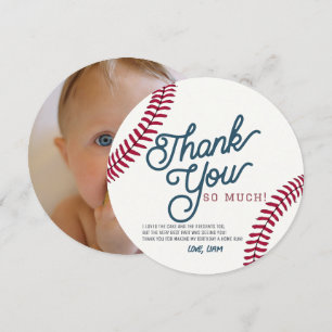 Baseball Birthday Circle Photo Thank You Card